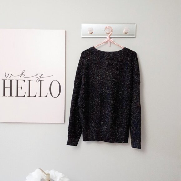 NWT 525 America black metallic fibre tinsel sweater - Picture 4 of 5